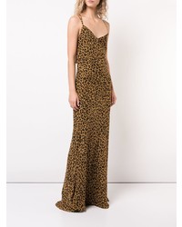 Robe de soirée imprimée léopard moutarde Michelle Mason