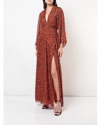 Robe de soirée imprimée léopard rouge Michelle Mason