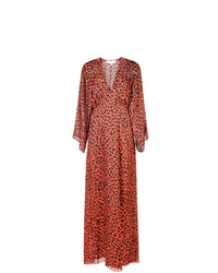 Robe de soirée imprimée léopard rouge Michelle Mason