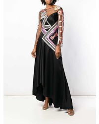 Robe de soirée imprimée noire Temperley London