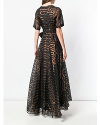 Robe de soirée imprimée noire Temperley London