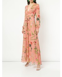 Robe de soirée imprimée rose Oscar de la Renta