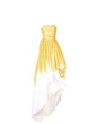 Robe de soirée imprimée tie-dye jaune Oscar de la Renta