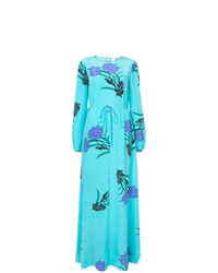 Robe de soirée imprimée turquoise Dvf Diane Von Furstenberg