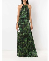 Robe de soirée imprimée vert foncé Isolda