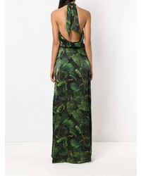 Robe de soirée imprimée vert foncé Isolda