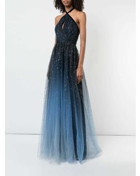 Robe de soirée ombre bleu marine Marchesa Notte