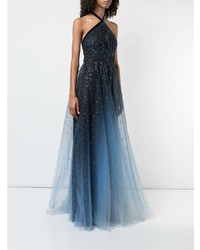 Robe de soirée ombre bleu marine Marchesa Notte