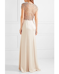 Robe de soirée ornée beige Jenny Packham