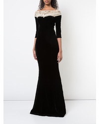 Robe de soirée ornée noire Marchesa