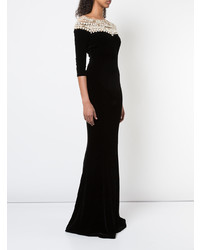 Robe de soirée ornée noire Marchesa