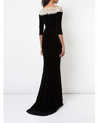 Robe de soirée ornée noire Marchesa