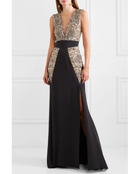 Robe de soirée ornée noire Reem Acra