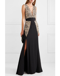 Robe de soirée ornée noire Reem Acra