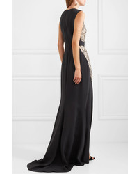 Robe de soirée ornée noire Reem Acra