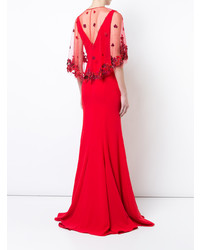 Robe de soirée ornée rouge Marchesa Notte