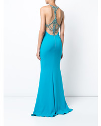 Robe de soirée ornée turquoise Marchesa Notte