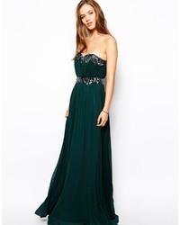 Robe de soirée ornée vert foncé Forever Unique