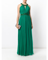 Robe de soirée ornée verte Marchesa Notte