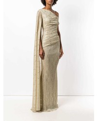 Robe de soirée pailletée beige Talbot Runhof