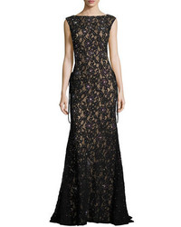 Robe de soirée pailletée brodée noire