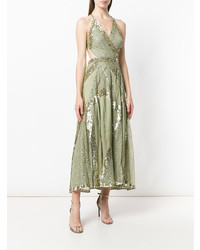 Robe de soirée pailletée découpée olive Temperley London