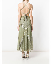 Robe de soirée pailletée découpée olive Temperley London