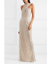 Robe de soirée pailletée dorée Naeem Khan