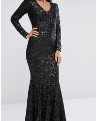 Robe de soirée pailletée noire Club L