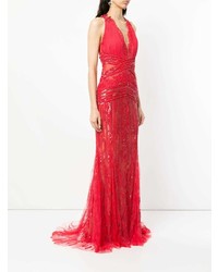 Robe de soirée pailletée rouge Zuhair Murad