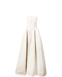 Robe de soirée plissée blanche Oscar de la Renta