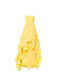 Robe de soirée plissée jaune Isabel Sanchis