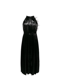 Robe de soirée plissée noire Raquel Diniz