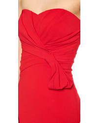 Robe de soirée plissée rouge Badgley Mischka