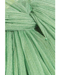 Robe de soirée plissée verte Halston