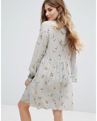 Robe décontractée à fleurs grise