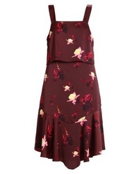 Robe décontractée à fleurs marron foncé YAS