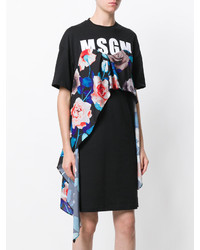 Robe décontractée à fleurs noire MSGM