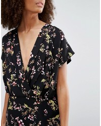 Robe décontractée à fleurs noire Liquorish