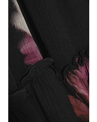 Robe décontractée à fleurs rose et noir Nina Ricci