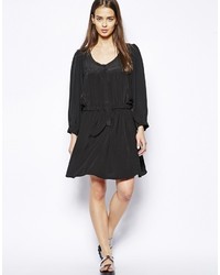 Robe décontractée en soie noire Dress Gallery