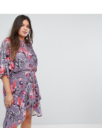 Robe décontractée en velours à fleurs multicolore