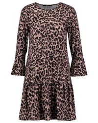 Robe décontractée imprimée léopard marron foncé Bik Bok