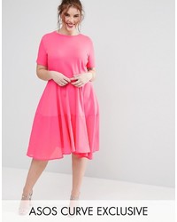 Robe décontractée tressée fuchsia