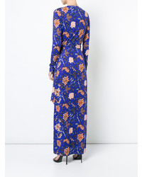 Robe drapée à fleurs bleue Dvf Diane Von Furstenberg