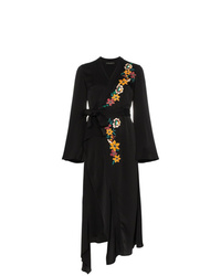 Robe drapée à fleurs noire Etro