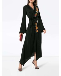 Robe drapée à fleurs noire Etro