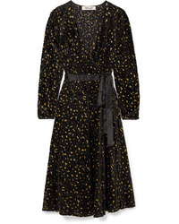 Robe drapée en chiffon imprimée léopard noire