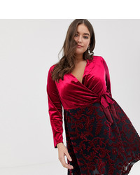 Robe drapée en velours bordeaux