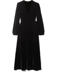 Robe drapée en velours noire Les Rêveries